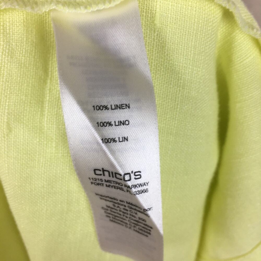 Chicos Yellow Linen Open Front Jacket 2 - Picture 6 of 9
